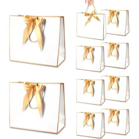 Bolsas de regalo grandes con asas, bolsas de regalo de papel con lazo, bolsas de regalo con asas, bolsas de regalo de papel para cumpleaños, bodas, festivales, Navidad, de colores, 32 x 11 x 25 cm (10 (1/5)