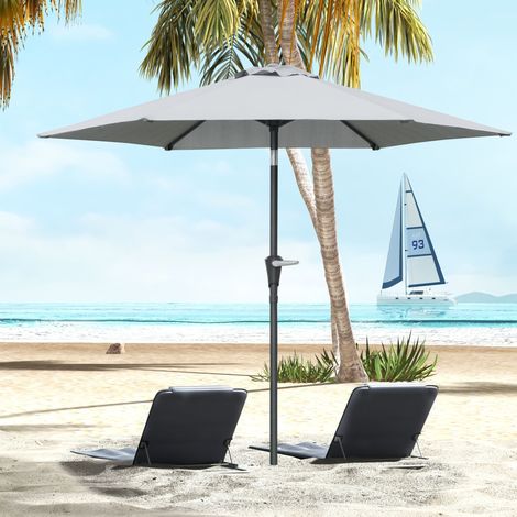 Outsunny Parasol de jardin Parasol droit hexagonal inclinable Ø 2.3 x 2.16H m métal polyester haute densité gris