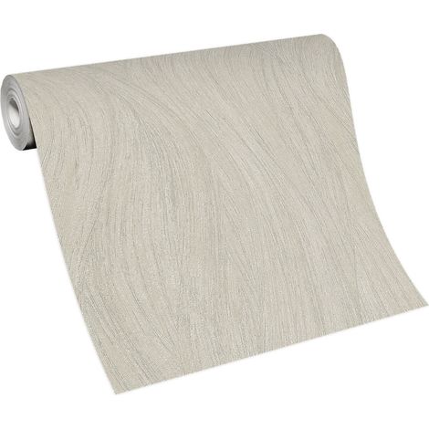 BRICOFLOR Papier Peint à rayures beige Tapisserie trompe l'oeil pour salon, salle de bain & plus Papier Peint intissé rayé beige (1/4)