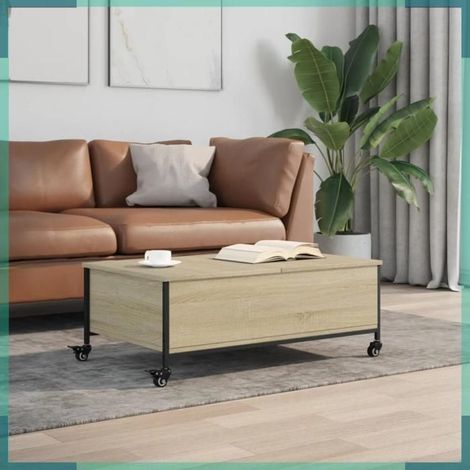 842297 Table basse avec roulettes chêne sonoma bois d'ingénierie (1/5)
