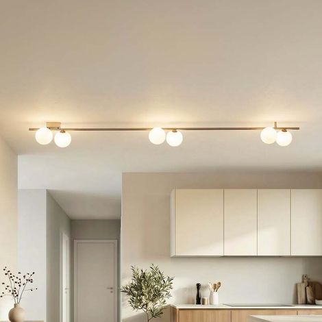 [GEBRAUCHT] B-Ware Deckenleuchte Imelo 6-flammig LED dimmbar braun Glas 200cm Leuchte Lampe (1/2)