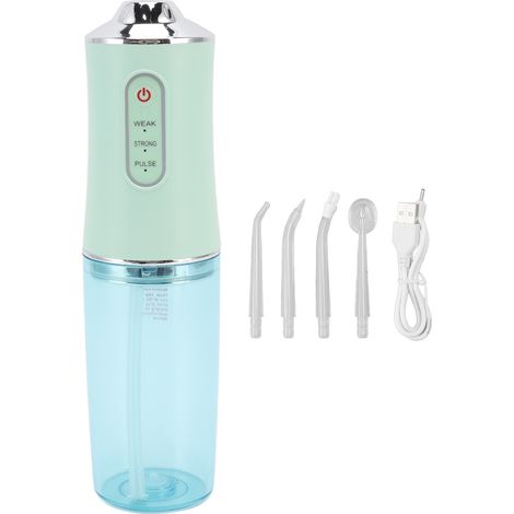 Hydrojet Dentaire Portable Sans Fil - Irrigateur Buccal Étanche avec 4 Buses - Élimine la Mauvaise Haleine - Vert (1/5)