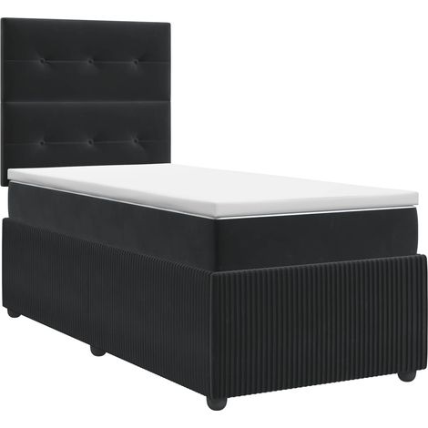 Cama box spring con colchón Negro 90 x 190 cm Terciopelo vidaXL (1/5)