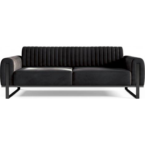 Selsey Parissa - Schlafsofa, Samt Schwarz schwarze Füße, 228 cm (1/5)
