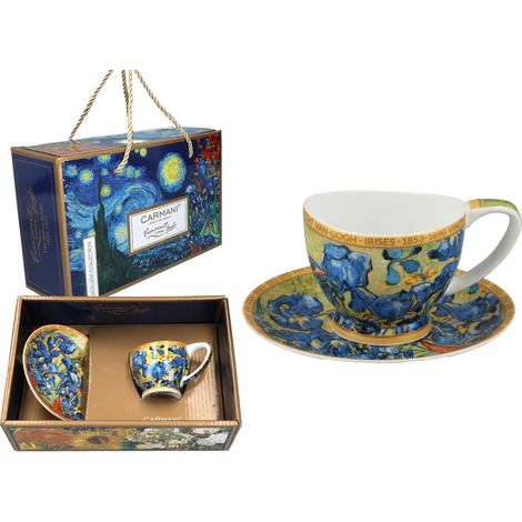 Taza de espresso con platillo Van Gogh lirios flores carmani (1/5)
