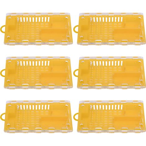 Lot de 10 cages à reines en plastique pour le transport des reines (matériel apicole jaune). (1/5)