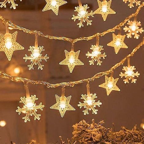 Guirlande lumineuse LED flocons de neige pour Noël, décoration à suspendre, vert clair, 3 m, 20 LED (1/5)