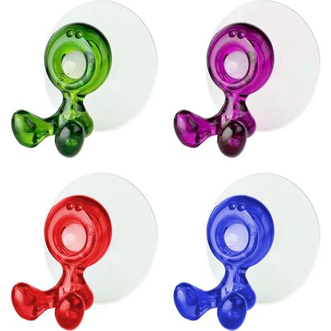Lot de 4 porte-brosses à dents avec ventouse pour enfants - Motif dessin animé - Support mural pour brosse à dents sans ongles - Peut être installé dans la salle de douche, la cuisine, la (1/5)