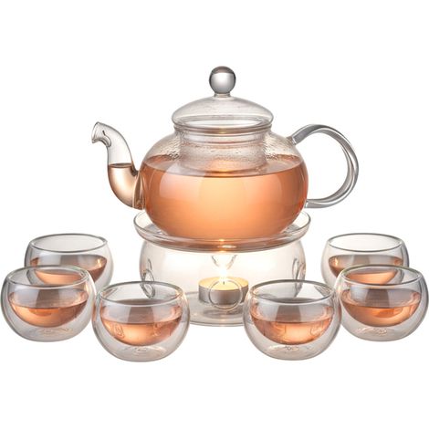 Servizio Da Tè In Vetro Borosilicato Con Infusore E Candela Riscaldant