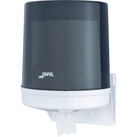 Jofel - Dispenser per rotoli di carta fino a 205 mm a stoppino continuo, rotolo speciale per dispensazione centrale, massima igiene, contenitore in ABS, Classic AG21050, Smoke