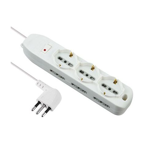 Bypass-Steckdosenleiste + Schuko + Electraline thermische Überlast weiß 9 Plätze 2P+E 10A Nr. x mmq 3x0,75 m 2.