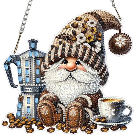 Diamond Painting Set Kaffee Elf Fensterbild Anhänger 20x20cm