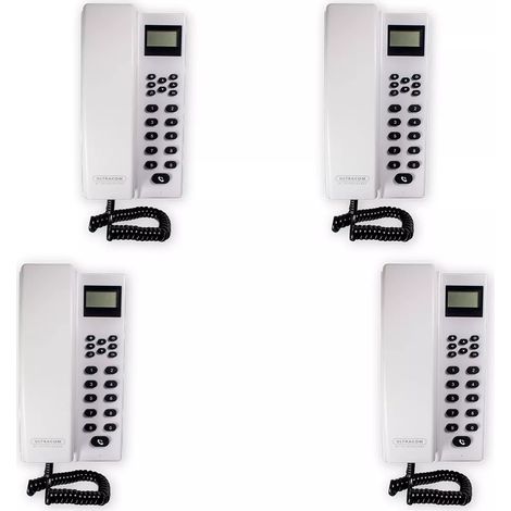 Interphone de bureau sans-fil 300 mètres - 4 Stations d'appel blanches alimentées et/ou autonomes (avec écran LCD) (1/5)