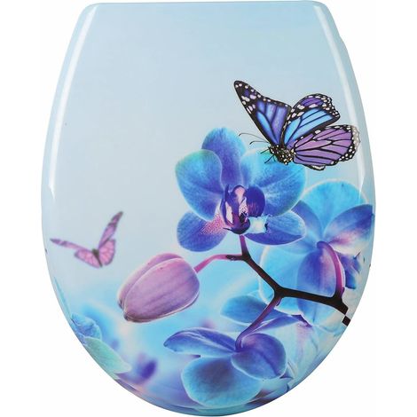 WOLTU Toilet Seats Soft Close Adjustable Hinge Toilet Lid Cover Family Bathroom Butterfly Blue