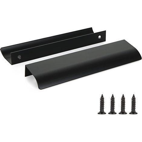 Juego de 2 tiradores de armario de cocina negros de aleación de aluminio, distancia entre agujeros: 320 mm, con tornillos (1/5)