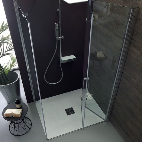 Box Doccia Angolare 80x90 cm TPS35 con Porta a Soffietto Doppio Senso - Reversibile (1/5)