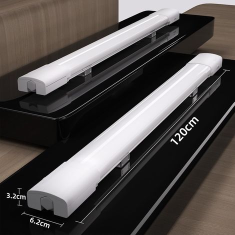 Modlicht-Lot de 4 Tube LED étanche Blanc 120cm 36W 4000LM 5000K,PC,IP65,110LM/W,Éco 70%,ultra-fin Réglette LED pour Garage Atelier Buanderie [Classe E]
