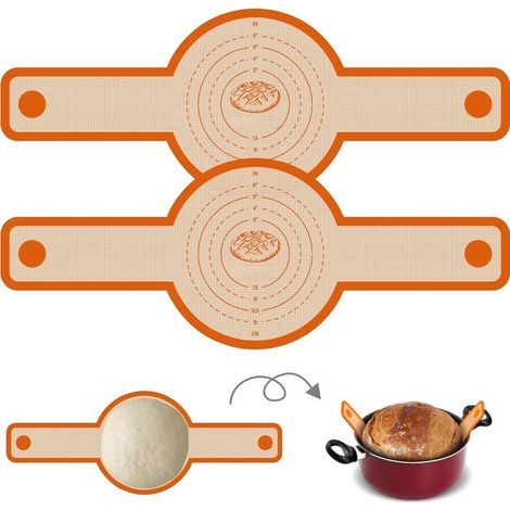 Set 2 tapis cuisson silicone avec poignées orange (1/5)