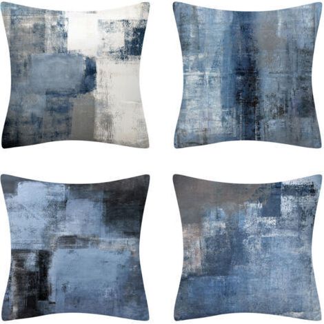 Housse de coussin 40x40 cm Lot de 4 housses de coussin décoratives pour canapé salon chambre (1/4)