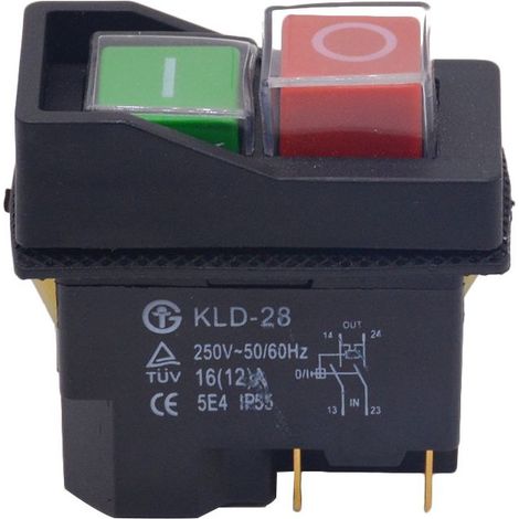 1 Interrupteur à bouton-poussoir, 5 broches 16A 250V, contacteur autobloquant, commande moteur industriel, noir