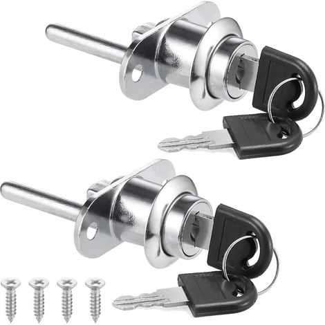 Lot de 2 serrures à piston clés - Verrouillage différ. - Cylindres armoire vitrine (1/4)