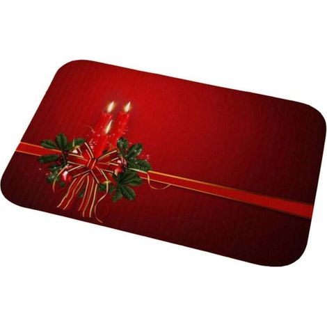 Tapis de sol antidérapant en flanelle, paillasson de porte, décoration de Noël pour la cuisine et la maison