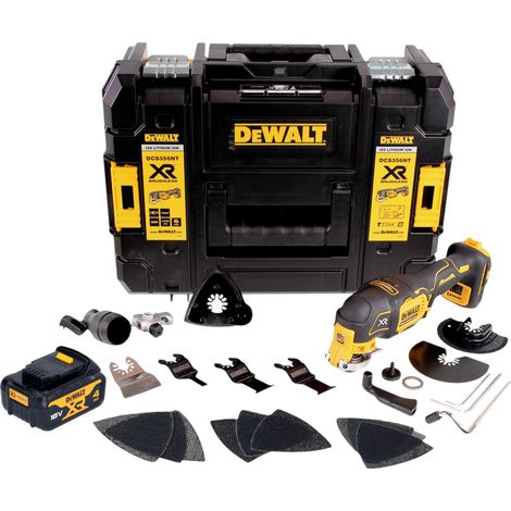 Multitool a batteria DeWalt DCS 356 NT 18 V brushless + 1 batteria da 4,0 Ah + 20 accessori + TSTAK - senza caricabatterie (1/5)
