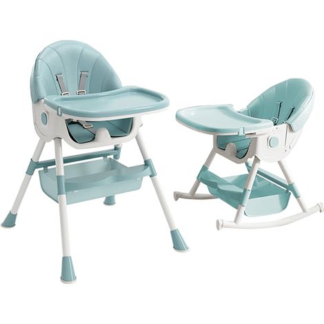 Chaise haute pour bébé enfant, 3 en 1, cheval à bascule, réglable en hauteur avec harnais 5 points, de la naissance à 6 ans, vert