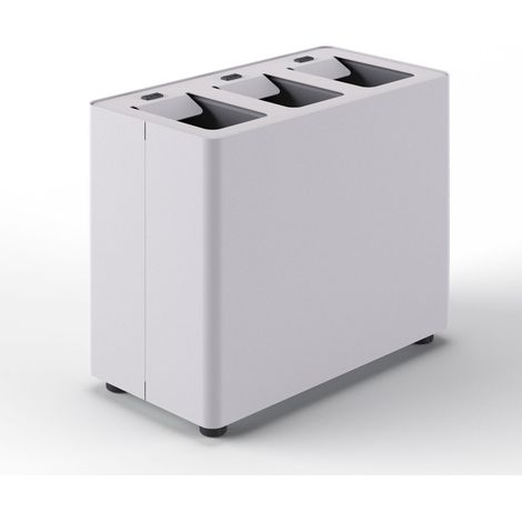 Pattumiera a 3 Scomparti Totale 24 L 48,5x25,5x39 cm con Contenitori Interni in Acciaio Verniciato Bianco