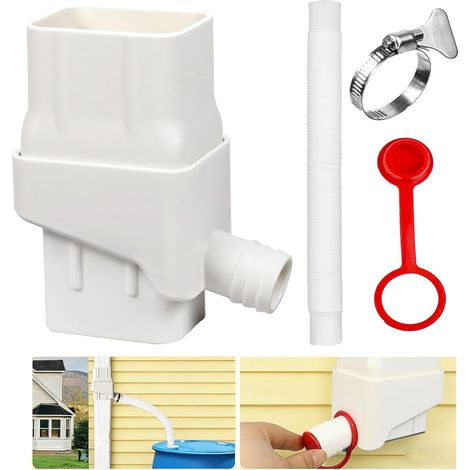 Collecteur Eau Pluie 2x3" - Kit Déviation Gouttière avec Tuyau, Système Récupération Eau, Anti Débordement (1/5)