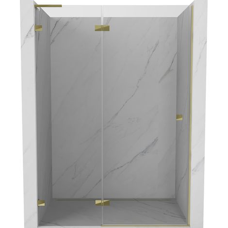 Mexen Lunar L porta doccia a battente sinistra 135 cm, trasparente, dorata - 834L-135-000-50-00-L (1/5)