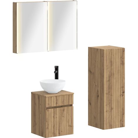 Ensemble de mobilier de salle de bain 4 pcs Chêne artisanal vidaXL (1/5)