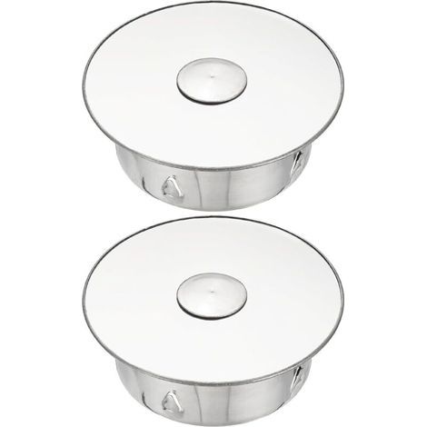 Set mit 2 Schornsteinstopfen, perforierten Edelstahl-Schornsteinstopfen, Ø 75 mm, Tiefe 42 mm, silberfarben (1/5)