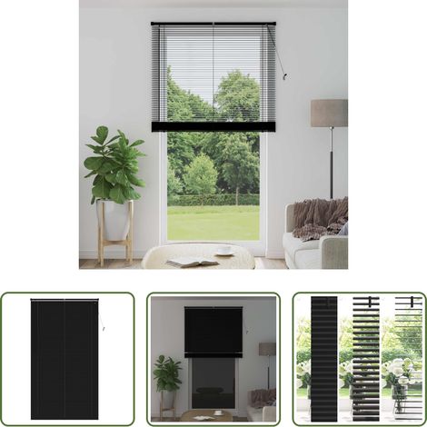 vidaXL Store vénitien moderne - Store Vénitien Réglable Noir 213 x 120 cm PVC (1/5)