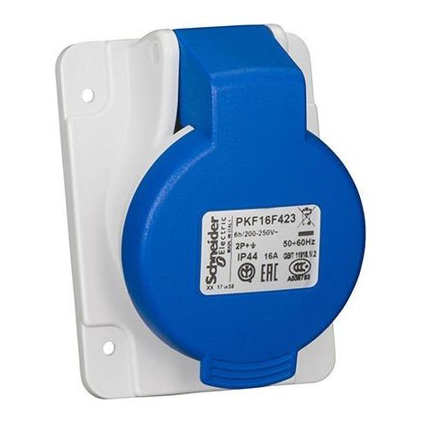 SCHNEIDER PKF16F423  Base da incasso inclinata 65x85 16A 2P+TT 200-250V IP44 blu