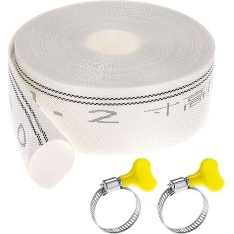 ® Textilschlauch, 1 1/4 Zoll (32 mm), 10 m Flachschlauch mit Edelstahlkragen, für Tauchpumpen und Abwasser - ∅32 mm (1/5)