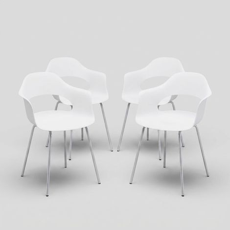 Set di 4 sedie da salotto stile moderno Aurelia - Bianco