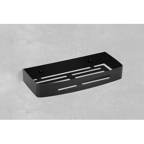 Panier de Douche en Acier Inoxydable - Étagère Baignoire Salle de Bains Bac Support Tablette Coin Murale (1 étage, Acier Inoxydable (Noir)) (1/3)