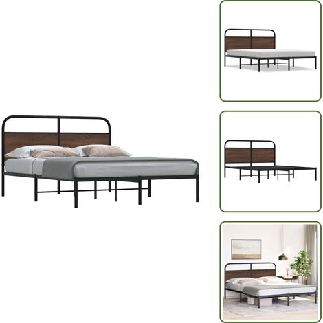Cadre de lit sans matelas 150x200 cm chêne marron - Cadre De Lit - Cadres De Lit - Meuble De Chambre À Coucher - Lit (1/5)
