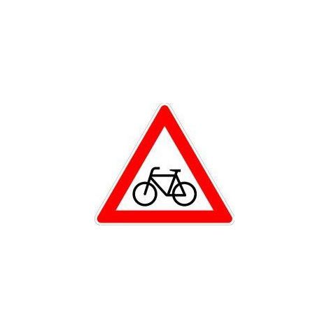 Panneau VKZ.138-20 Triangle 900mm Cyclistes croisés(gauche) Label de qualité RAL film RA2 (1/2)