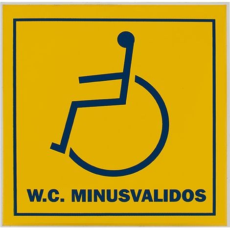 Señal Adhesiva WC Minusválidos, Plástico, 10x14 cm, Alta Visibilidad