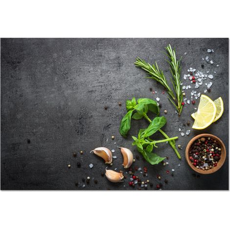 CRÉDENCE DE CUISINE Citron vert - Herbes - Épices - Vert - Gris - Béton 60x40 (1/5)