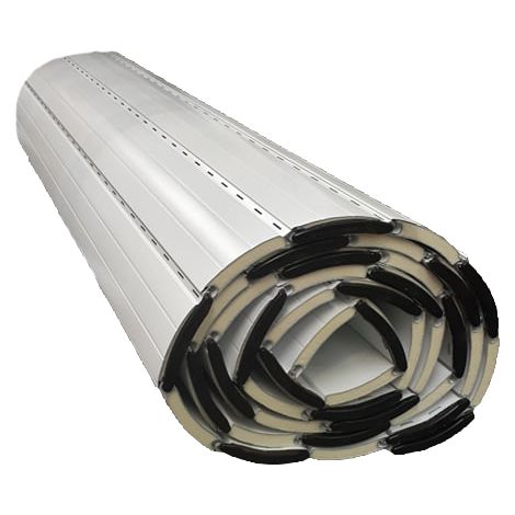 Tablier en aluminium AHS 37 sur-mesure – Agrafage PVC avec mousse polyuréthane – Résistance à l'usure – Enroulement intérieur/extérieur – Lakal