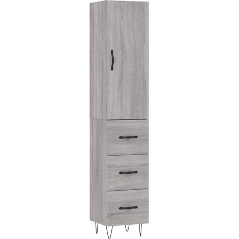 Maison La Vie - Buffet haut pour salon - Meuble de rangement Sonoma gris 34,5x34x180 cm Bois d'ingénierie bu1544 (1/5)