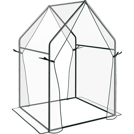 Tunnelgewächshaus mit Doppeltür aus Stahl, transparent, 90 x 90 x 145 cm (1/5)