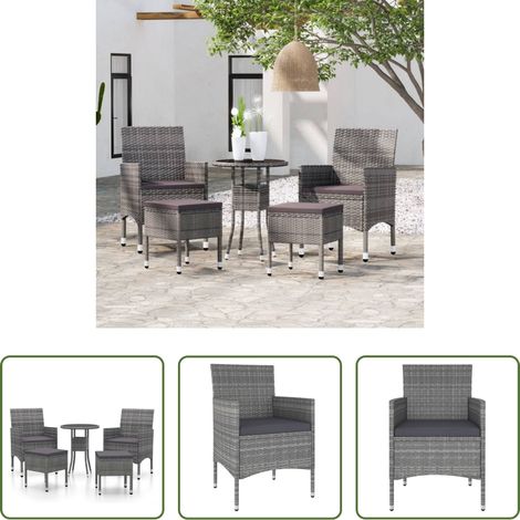 vidaXL Meubles de terrasse - Salon de jardin 5 pcs Résine tressée Gris (1/5)