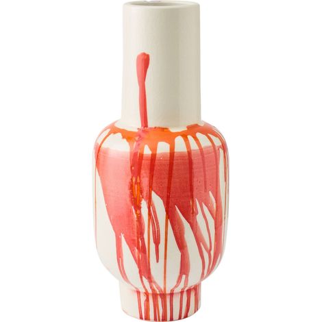 Vase en poterie orange et blanc - orange et blanc (1/3)