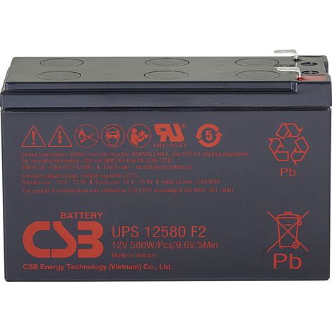 CSB UPS12580F2 Bleiakku 12 V 9,4 Ah schwarz