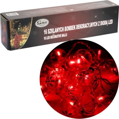 Palline di Natale in vetro rosso con luci LED e decorazioni glitterate - 16 pezzi (1/5)