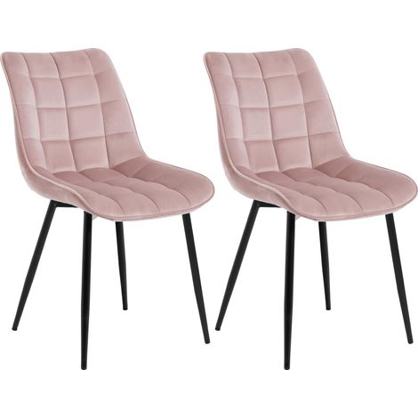 WOLTU 2 x Velvet dining chairs Metal Legs Office Kitchen Living Room Lounge chairs Pink (1/5)